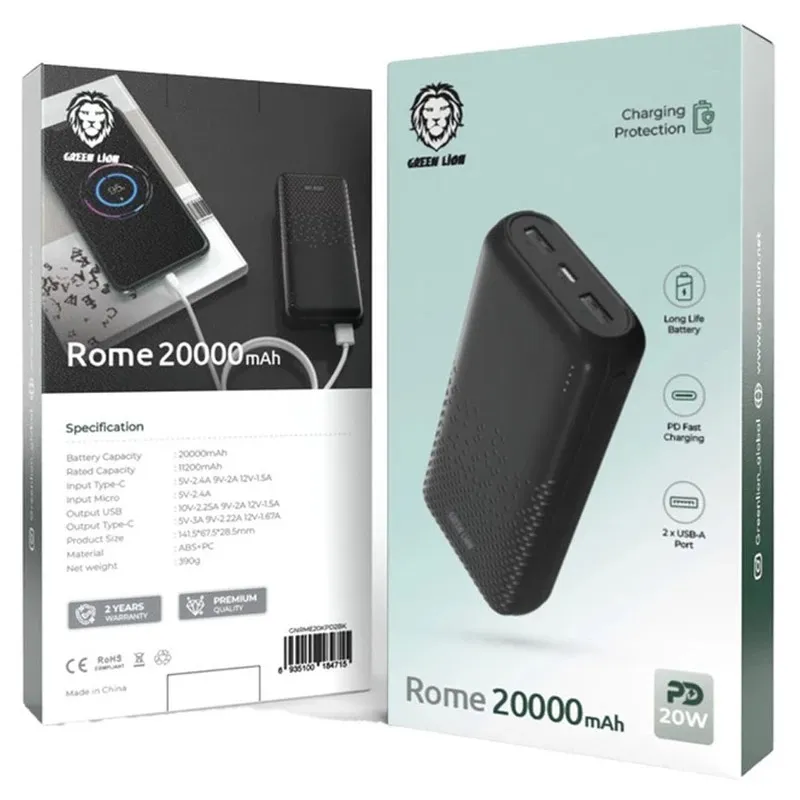 Ultra Slim Rome PD 20w پاوربانک 20000 گرین لاین 