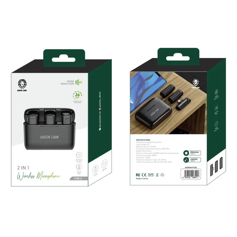 2 in 1 Wireless Microphone Type-C میکروفن یقه ای گرین لاین  