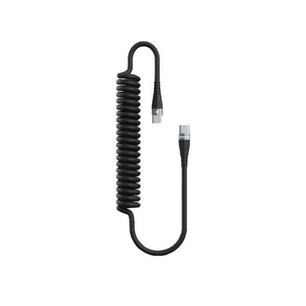 کابل فنری USB-C به USB-C  گرین لاین مدل GNSPRNGCTCBK طول 1.8 متر