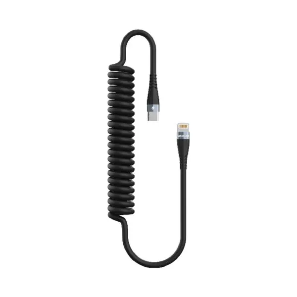 کابل فنری USB-C به Lightning گرین لاین مدل GNSPRNGCTLBK طول 1.8 متر