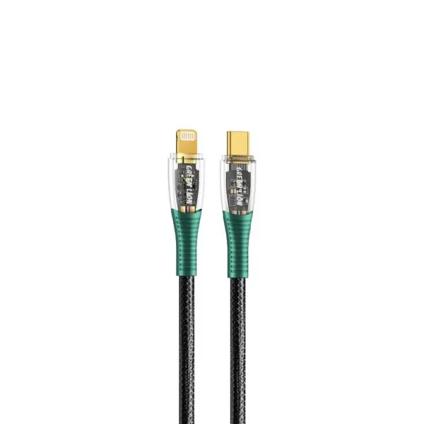 کابل تبدیل USB-C به لایتنینگ گرین لاین مدل TRNSPRNT-E طول 1 متر