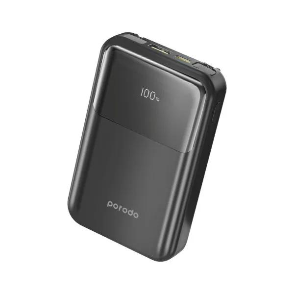 پاوربانک پرودو مدل Built in removable cables ظرفیت 10000 میلی آمپر ساعت