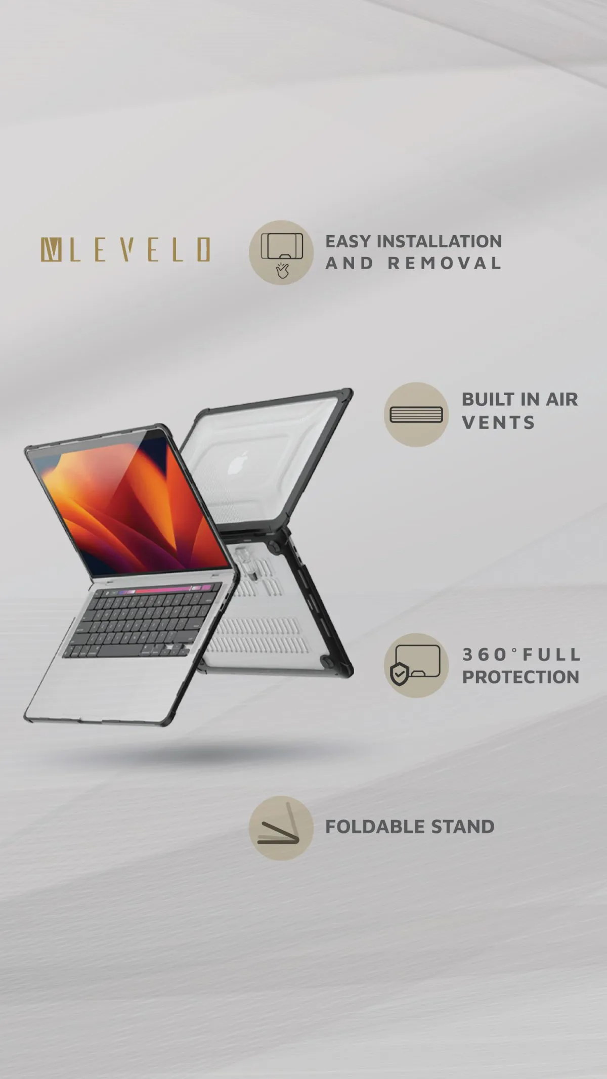 کیس Espectro Macbook Pro 13.3 - مشکی  - برند لِوِلو Levelo - تصویر 4