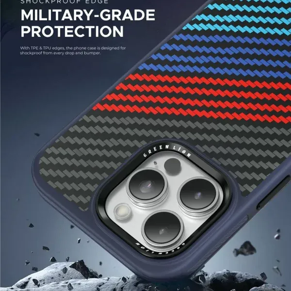کیف Kevlar Designo برای آیفون 15 پرو - تیتانیوم - برند گرین لاین Green lion