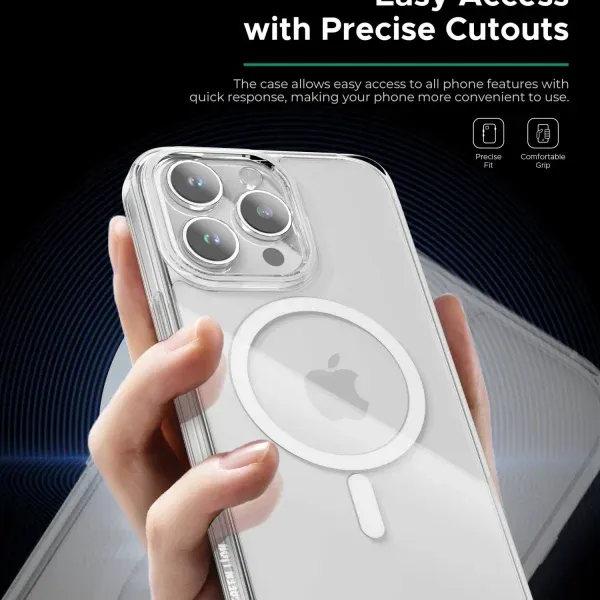 قاب گلس ای شفاف Magsafe برای iPhone 15 Pro Max - Clear - برند گرین لاین Green lion