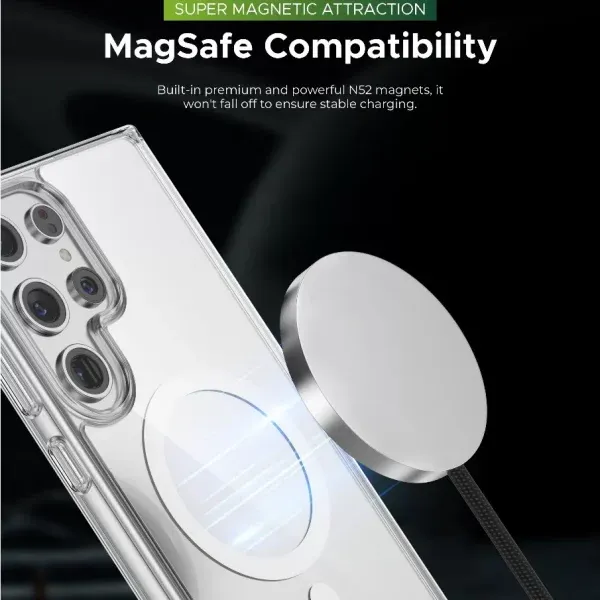قاب کریستالی MagSafe برای Samsung Galaxy S24 - Clear - برند گرین لاین Green lion