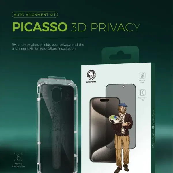 محافظ صفحه نمایش گرین لاین مدل Picasso 3D Privacy برای iphone 15 pro max - تصویر 2