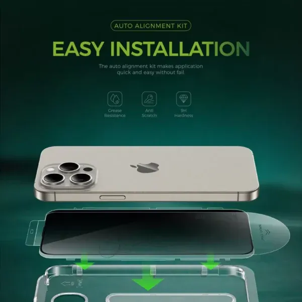 محافظ صفحه نمایش گرین لاین مدل Picasso 3D Privacy برای iphone 15 pro max - تصویر 5