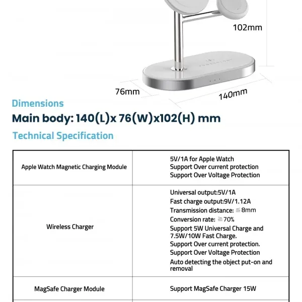 پایه شارژ 30 واتی پاورولوژی مدل P31MFCHWH - تصویر 3