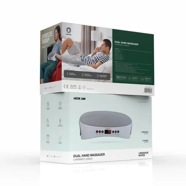 ماساژور دستی دوگانه 5 سطح شدت - خاکستری - برند گرین لاین Green lion