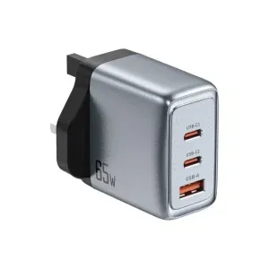 شارژر دیواری گرین لاین مدل GNGAN65WUK رنگ طوسی