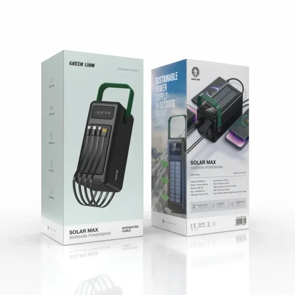 POWERBANK SOLAR MAX 80000MAH - مشکی - برند گرین لاین Green lion