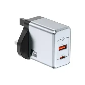 شارژر دیواری گرین لاین مدل GNGAN45WUK رنگ طوسی