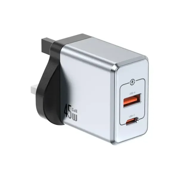 شارژر دیواری گرین لاین مدل GNGAN45WUK رنگ طوسی