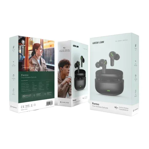 EARBUDS بی‌سیم واقعی SALERMO - مشکی - برند گرین لاین Green lion