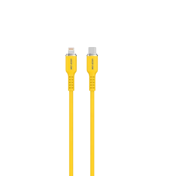 کابل سیلیکونی USB-C به لایتنینگ - زرد - برند گرین لاین Green lion