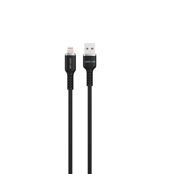 کابل سیلیکونی USB-A به لایتنینگ - مشکی - برند گرین لاین Green lion