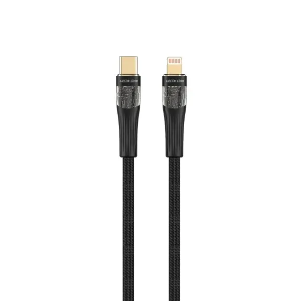 کابل شفاف USB-C به LIGHTNING 18W 1M - سیاه - برند گرین لاین Green lion