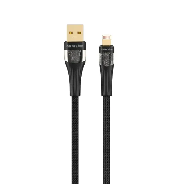 کابل شفاف USB-A به LIGHTNING 12W 1M - سیاه - برند گرین لاین Green lion