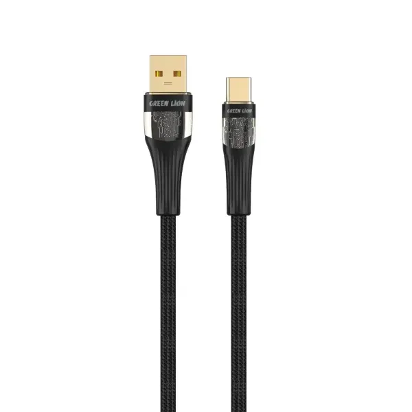 کابل شفاف USB-A به USB-C 60W 1M - مشکی - برند گرین لاین Green lion