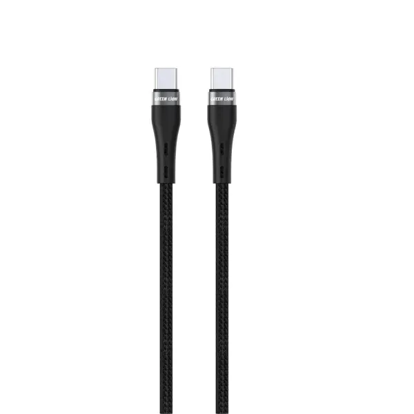 USB - C TO USB - C Cable braided 60W - 1M - BLACK - برند گرین لاین Green lion