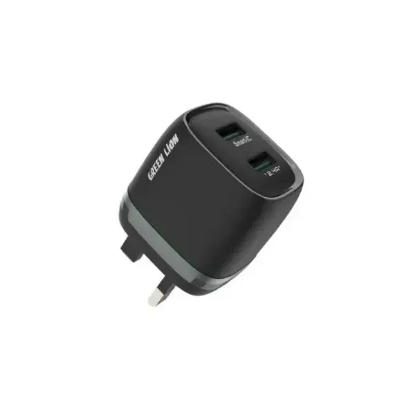 GREEN 2USB 2.4A Chargers+USB-MICRO CABLE 1M Plug UK سبز تیره - برند گرین لاین Green lion