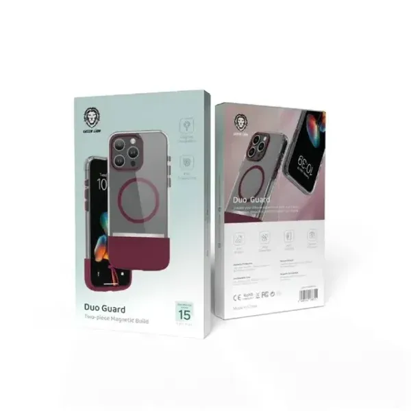 MAGSAFE DOU GUARD MAGNETIC دو تکه برای iPhone 15PRO MAX - ROSE - برند گرین لاین Green lion
