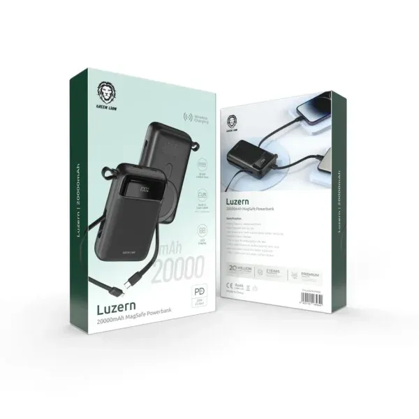پاور بانک LUZERN 20K MAH MAGSAFE - مشکی - برند گرین لاین Green lion