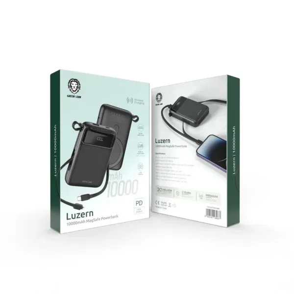 پاور بانک LUZERN 10K MAH MAGSAFE - مشکی - برند گرین لاین Green lion
