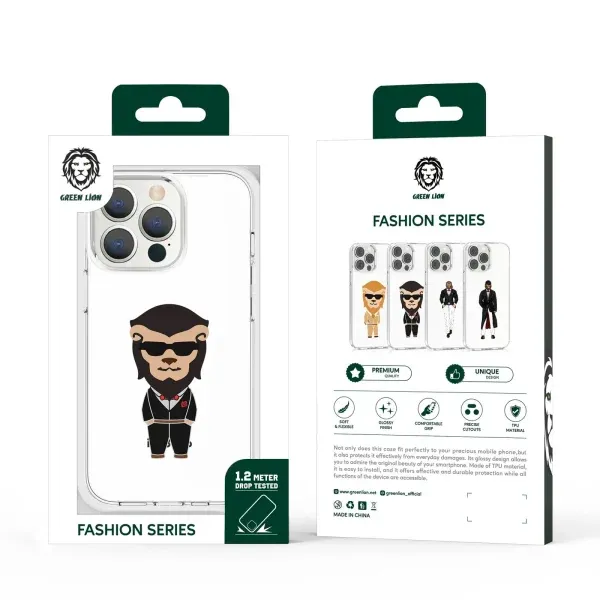 CASE LION SUIT SERIES GREEN FASHION برای iPhone 13 PRO (6.1 اینچ) - CLEAR - برند گرین لاین Green lion
