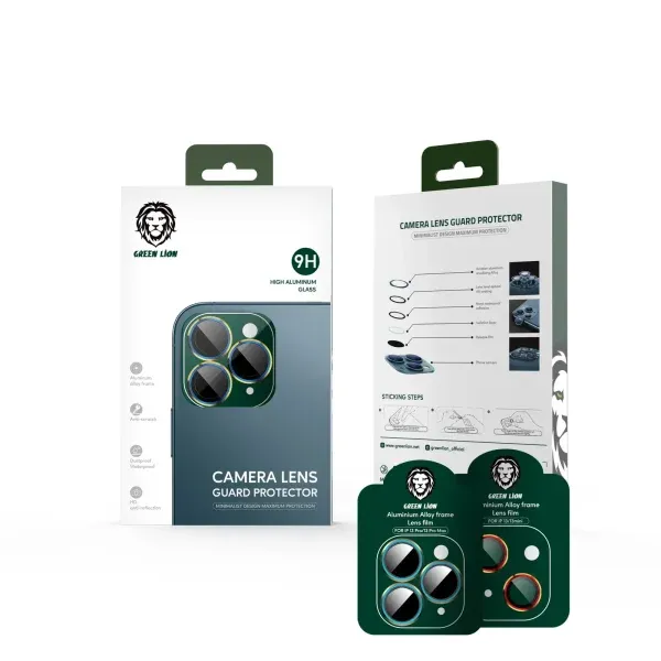 محافظ لنز دوربین سبز 9H برای آیفون 13 PRO / 13 PRO MAX - SEA BLUE / GO - برند گرین لاین Green lion