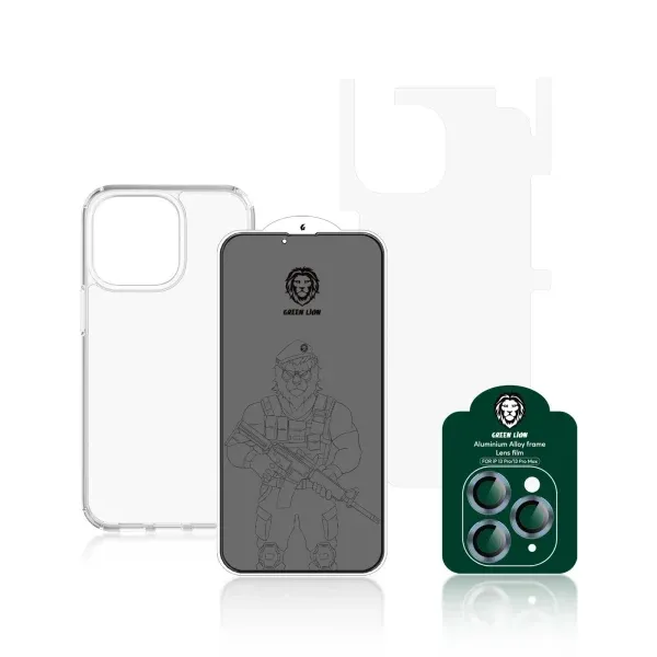 سبز 4 در 1 بسته حفاظت از حریم خصوصی 360 درجه برای IPHONE 13 PRO MAX (6.7 اینچ) - آبی - برند گرین لاین Green lion
