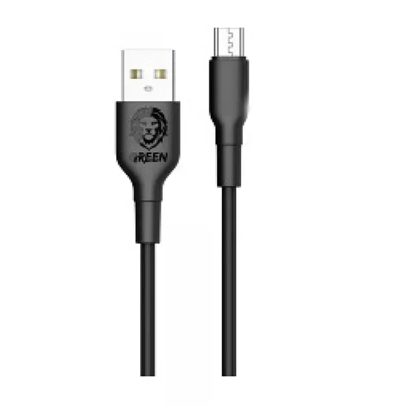 کابل میکرو یو اس بی پی وی سی سبز 1.2M 2A - مشکی - برند گرین لاین Green lion