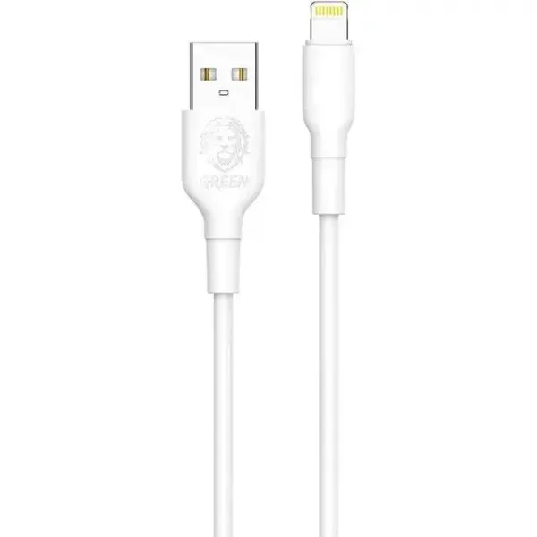 کابل لایتنینگ پی وی سی سبز 1.2M 2A - سفید - برند گرین لاین Green lion