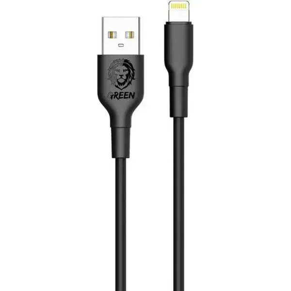 کابل لایتنینگ پی وی سی سبز 1.2M 2A - مشکی - برند گرین لاین Green lion