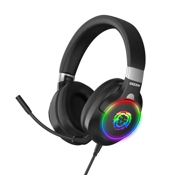 هدفون گیمینگ حرفه ای GREEN K10 RGB - مشکی - برند گرین لاین Green lion
