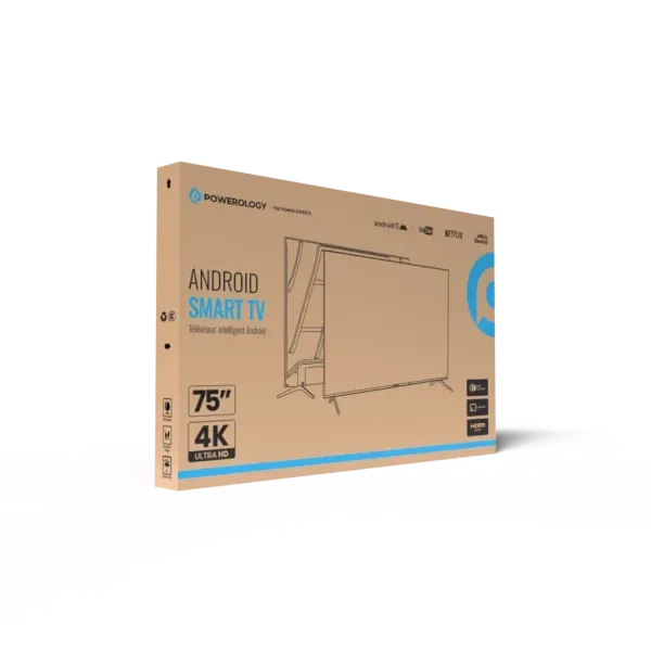75 اینچ UHD قاب ANDROID 14 SMART TV پانل A+ با 100% بدون ایجاد نقطه روشن - برند پاورولوژی Powerology