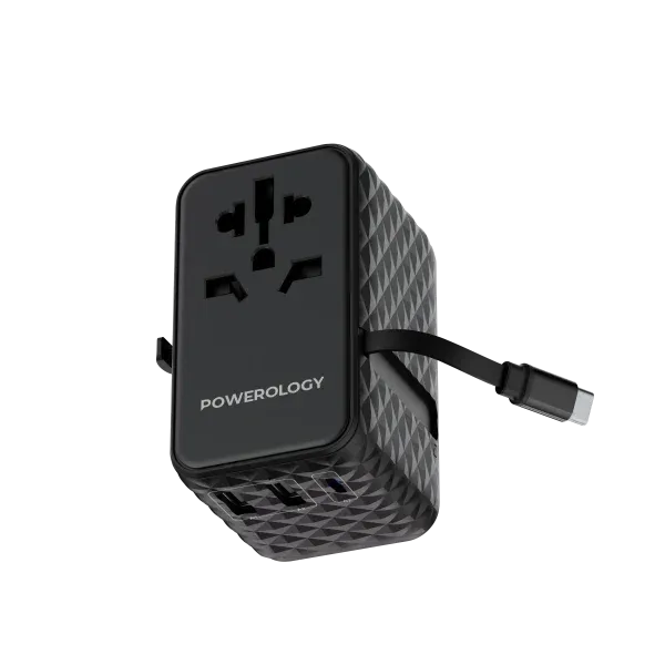 آداپتور جهانی پورت PD 20 واتی نوع C و 2 XUSB یک درگاه 15 واتی به همراه - برند پاورولوژی Powerology