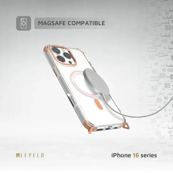 کیف CELESTE MAGSAFE با بند کراس بادی برای iPhone 16 PRO MAX- Orange - برند لِوِلو Levelo