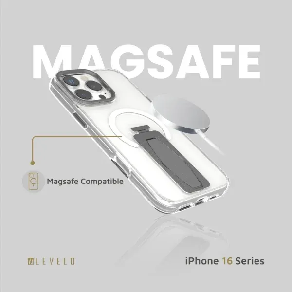 قاب دستگیره MAGSAFE MORPHIX برای آیفون 16 PRO MAX - خاکستری - برند لِوِلو Levelo