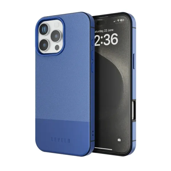 کیف چرمی CUIR TWO TONE برای iPhone 16 PRO MAX- BLUE - برند لِوِلو Levelo