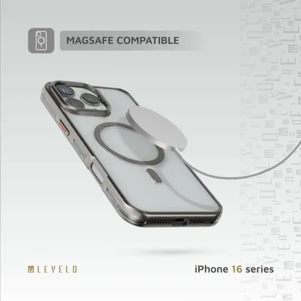 کیف ELIO PC با پایه حلقه دوربین برای iPhone 16 PRO MAX-TITANIUM - برند لِوِلو Levelo