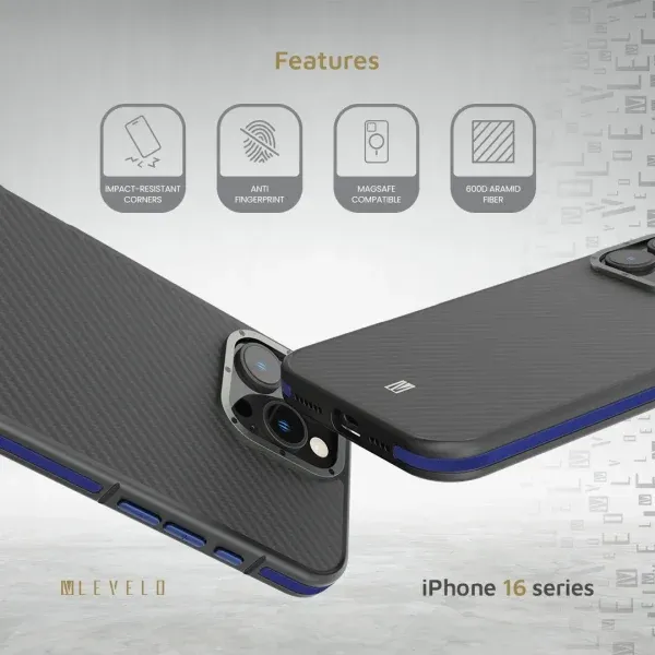 قاب OX CARBON FOR IPHONE 16 PRO - BLUE - برند لِوِلو Levelo
