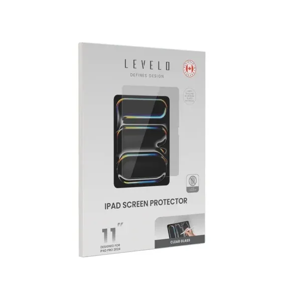 محافظ صفحه نمایش شیشه ای HD با سیلیکون بالا برای IPAD PRO 11 اینچ 2024 - برند لِوِلو Levelo
