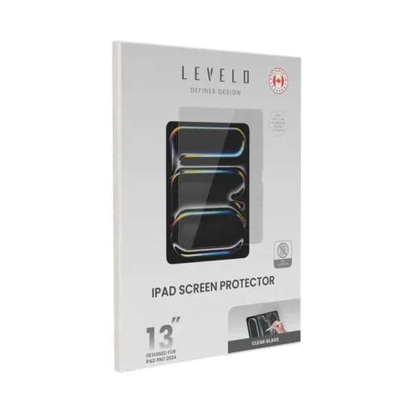 محافظ صفحه نمایش شیشه ای HD با سیلیکون بالا برای IPAD PRO 13 اینچ 2024 - برند لِوِلو Levelo