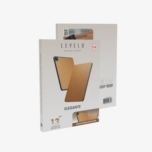 کیف ELEGANTE HYBRID LEATHER IPAD PRO 13" 2024 - قهوه ای - برند لِوِلو Levelo
