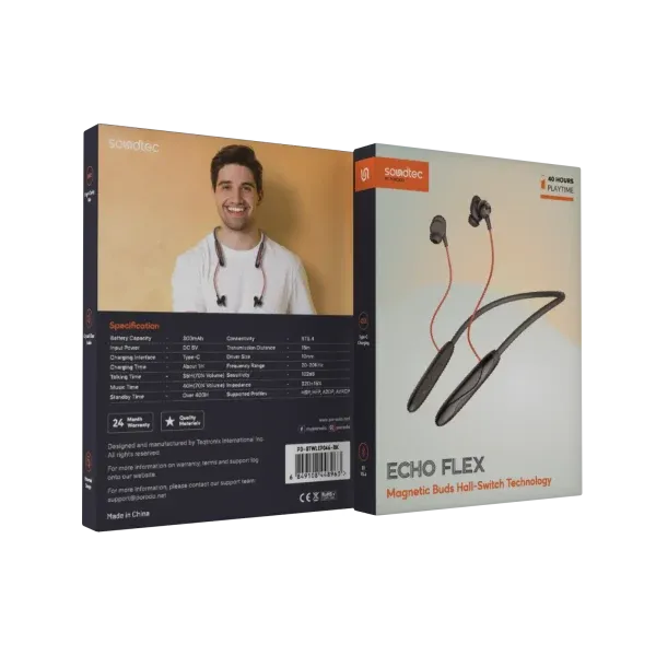 SOUNDTEC MAGNETIC INR WIRELESS NECKBAND - مشکی - برند پرودو Porodo