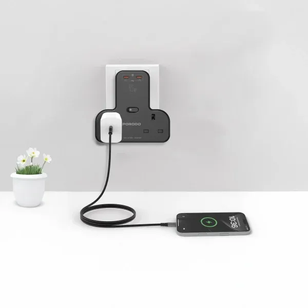 آداپتور پورت PD 45W 2C - مشکی - برند پرودو Porodo