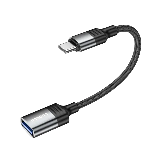 کابل USB بافته شده A به نوع C 0.12M - مشکی - برند پرودو Porodo
