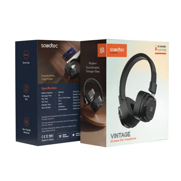 هدفون SOUNDTEC VINTAGE - مشکی - برند پرودو Porodo